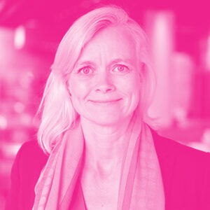 Carla Kriwet's headshot with a hot pink filter.