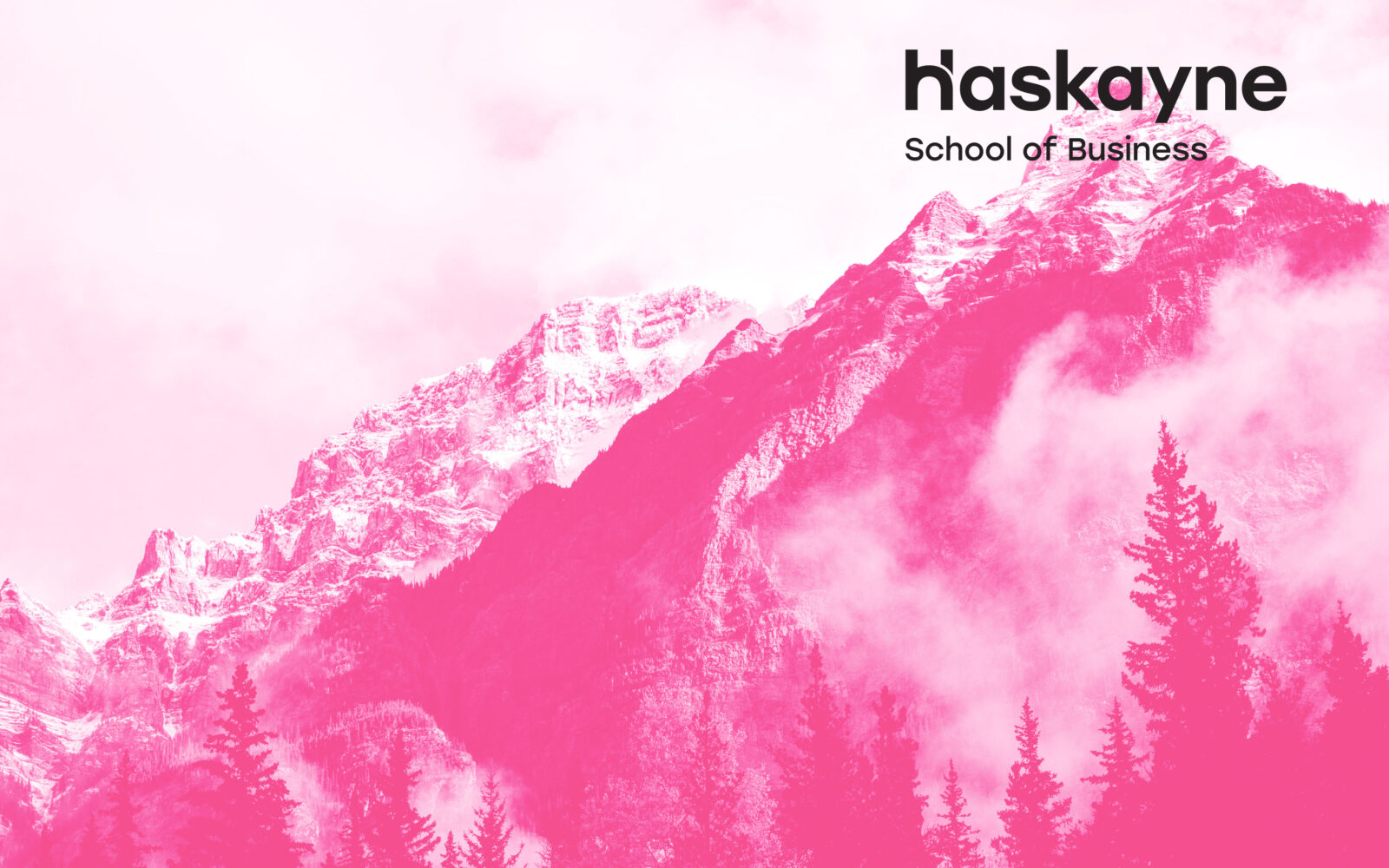 Rocky Mountains with the Haskayne School of Business logo superimposed