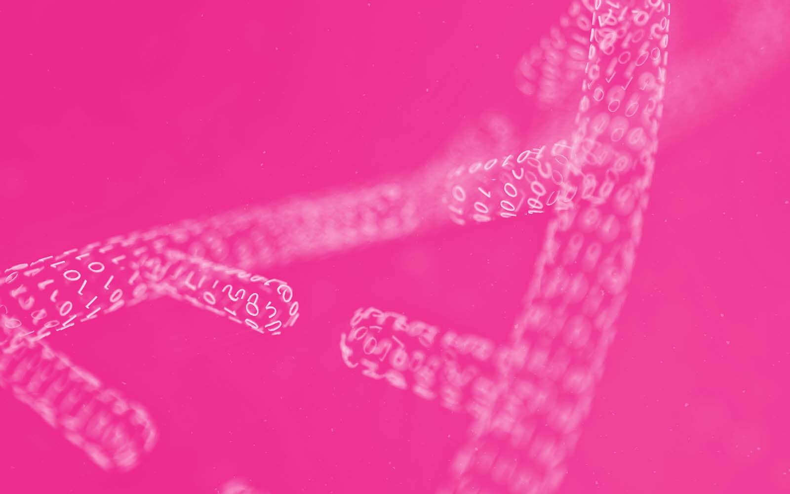 Genetic code in a double helix DNA strand.