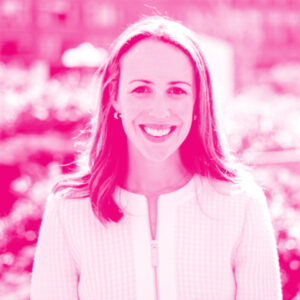 Lauren Ledwell's headshot with a hot pink filter.