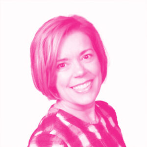 Manon Boisclair's headshot with a hot pink filter.