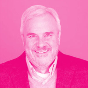 Steve Slater's headshot with a hot pink filter.