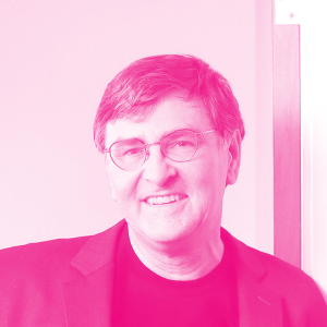 Scott Stornetta's headshot with a hot pink filter.